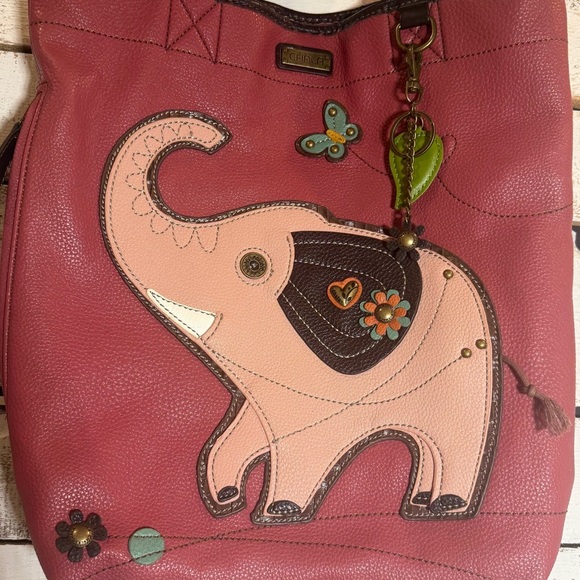 Chala Pink Elephant Everyday Shoulder Handbag Tote Purse Shopper DAMAGED - Picture 3 of 11